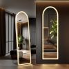 3 Color Lighting Mirror with LED Lights, 60"x16" Lighted Floor Standing Mirror with Stand - as Pic