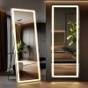 3 Color Lighting Mirror with LED Lights, 71"x26" Lighted Floor Standing Mirror with Stand - as Pic