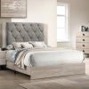 Contemporary 1pc Cream Finish California King Size Bed Bedroom Furniture Gray Tufted Design Headboard Rubberwood 1pc Bedframe - as Pic