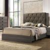 Contemporary 1pc Queen Size Bed Bedroom Furniture Tufted Design Headboard Rubberwood 1pc Bedframe Gray Finish - as Pic