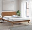 Country Casual Style Queen Platform Bed with Oval Headboard 1pc Wooden Bedroom Furniture - as Pic