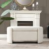 Fuji 43" Upholstered Oval Storage Bench, Ivory White Boucle - as Pic