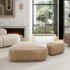 Pebble 44" Rounded Triangle Cocktail Ottoman, Tuscan Tan Brown Top Grain Leather - as Pic