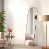 Floor Standing Mirror, Wall Mirror with Stand Aluminum Alloy Thin Frame,21''*64'' - Black