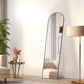 Floor Standing Mirror, Wall Mirror with Stand Aluminum Alloy Thin Frame,21''*64'' - Black