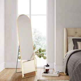 Floor Standing Mirror, Wall Mirror with Stand Aluminum Alloy Thin Frame,21''*64'' - Golden