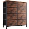 Dresser for Bedroom with 8 Drawers Tall Dresser & Chest of Drawers Fabric Dresser with Wood Top and Sturdy Steel Frame  - Rustic Brown