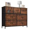 Dresser for bedroom 7 storage Spaces, assembled wardrobe lockers, bedroom furniture lockers - Brown