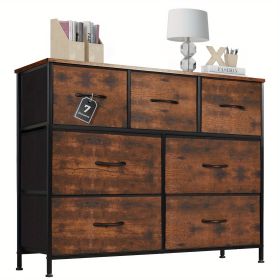 Dresser for bedroom 7 storage Spaces, assembled wardrobe lockers, bedroom furniture lockers - Brown