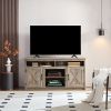 Farmhouse Barn door TV Media Stand Modern Entertainment Console for TV Up to 65" with Open and Closed Storage Space - Gray Wash - MDF