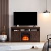 Farmhouse TV Media Stand, Large Barn Inspired Home Entertainment Console, with 18" Fireplace Insert, for TV Up to 65'',Espresso