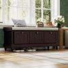 Classic Storage Bench with Cushioned Seat and Three Drawers for Entryway and Living Room - Espresso - MDF