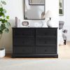 Modern Farmhouse 6-Drawer Chest of Drawers for Bedroom, Wooden Bedroom Drawer Dresser with 6 Storage Drawers,6 Drawer Dresser Chests- Black