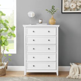 Modern 5 Drawers Dresser 5 Drawers Cabinet,Chest of Drawers Closet Organizers and Storage Clothes Storage Drawers Cabinet-WHITE
