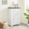 6 Drawer Dresser,6 Drawers cabinet Tall Chest of Drawers Closet Organizers Storage Clothes, cabinet of 6 drawers Living Room - White - MDF
