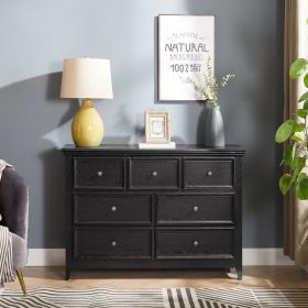 Modern 7 Drawers Dresser 7 Drawers Cabinet,Chest of Drawers Closet Organizers and Storage Clothes Storage Drawers Cabinet- Black