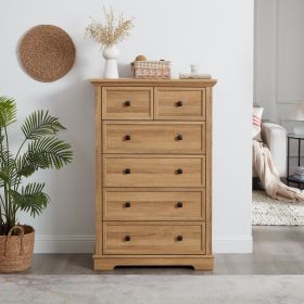 6 Drawer Dresser,6 Drawers cabinet Tall Chest of Drawers Closet Organizers Storage Clothes, cabinet of 6 drawers Living Room - Oak - MDF