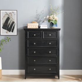 Modern 6 Drawers Dresser 6 Drawers Cabinet,Chest of Drawers Closet Organizers and Storage Clothes Storage Drawers Cabinet- Black