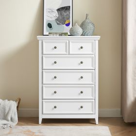 Modern 6 Drawers Dresser 6 Drawers Cabinet,Chest of Drawers Closet Organizers and Storage Clothes Storage Drawers Cabinet- White