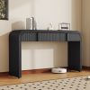 Unique Modern Rounded Silhouette and Smooth Surface Console Table with 2 Drawers for Living Room and Entryway - Black - MDF