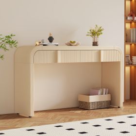 Unique Modern Rounded Silhouette and Smooth Surface Console Table with 2 Drawers for Living Room and Entryway - Apricot Cream - MDF