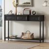 Console Table Sofa Table with Drawers for Entryway with Projecting Drawers and Long Shelf - Espresso - Solid Wood+MDF