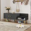Modern Shoe Storage Bench with Hidden Storage and Upholstered Cushions for Bedside,Living Room and Entryway - Gray - MDF+Metal