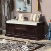 Storage Bench with 2 Drawers and 2 Cabinets,Shoe Bench with Removable Cushion for Living Room,Entryway - Espresso - Solid Wood