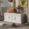 Storage Bench with 2 Drawers and 2 Cabinets,Shoe Bench with Removable Cushion for Living Room,Entryway - White - Solid Wood