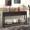 Rustic Entryway Console Table,60" Long Sofa Table with two Different Size Drawers and Bottom Shelf for Storage - Espresso - Solid Wood