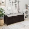 Storage Bench with 3 Shutter-shaped Doors,Shoe Bench with Removable Cushion and Hidden Storage Space - Espresso - MDF
