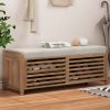 Distressed Shutter Storage Bench with Acacia Veneer for Retro Charm for Living Room,Entryway - White Washed - MDF