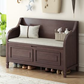 Rustic Style Solid wood Entryway Multifunctional Storage Bench with Safety Hinge - Espresso - MDF