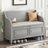Rustic Style Solid wood Entryway Multifunctional Storage Bench with Safety Hinge - Gray Wash - MDF