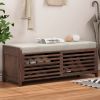 Distressed Shutter Storage Bench with Acacia Veneer for Retro Charm for Living Room,Entryway - Espresso - MDF