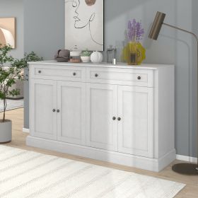 Kitchen Sideboard Storage Buffet Cabinet with 2 Drawers & 4 Doors Adjustable Shelves for Dining Room,Living Room - Antique White - Particle Board