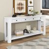 Console Table/Sofa Table with Storage Drawers and Bottom Shelf for Entryway Hallway - Antique White - Solid Wood