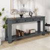 Console Table/Sofa Table with Storage Drawers and Bottom Shelf for Entryway Hallway - Tan - Solid Wood