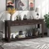 Console Table/Sofa Table with Storage Drawers and Bottom Shelf for Entryway Hallway - Espresso - Solid Wood