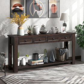 Console Table/Sofa Table with Storage Drawers and Bottom Shelf for Entryway Hallway - Espresso - Solid Wood
