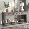 Console Table/Sofa Table with Storage Drawers and Bottom Shelf for Entryway Hallway - Gray Wash - Solid Wood