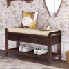 Shoe Rack with Cushioned Seat and Drawers,Multipurpose Entryway Storage Bench - Espresso - Solid Wood