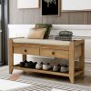 Shoe Rack with Cushioned Seat and Drawers,Multipurpose Entryway Storage Bench - Old Pine - Solid Wood