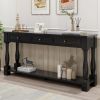 Console Table 63" Long Console Table with Drawers and Shelf for Entryway,Hallway,Living Room - Espresso - Solid Wood