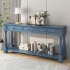 Console Table 63" Long Console Table with Drawers and Shelf for Entryway,Hallway,Living Room - Navy - Solid Wood