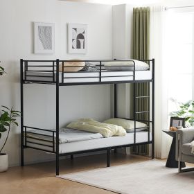 ron Bed Bunk Bed with Ladder for Kids Twin Size Black - black