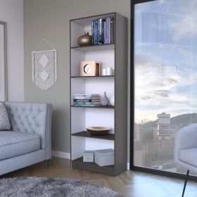 Bookcase 4-Shelves Benzoni, Office, Matt Gray / White - Matt Gray / White