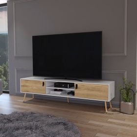 Tv Stand A Magness, Living Room, White / Macadamia - White / Macadamia