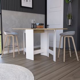 Folding Dining Table Evart, Living Room, White / Macadamia - White / Macadamia