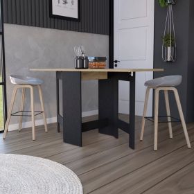 Folding Dining Table Evart, Living Room, Black / Macadamia - Black / Macadamia